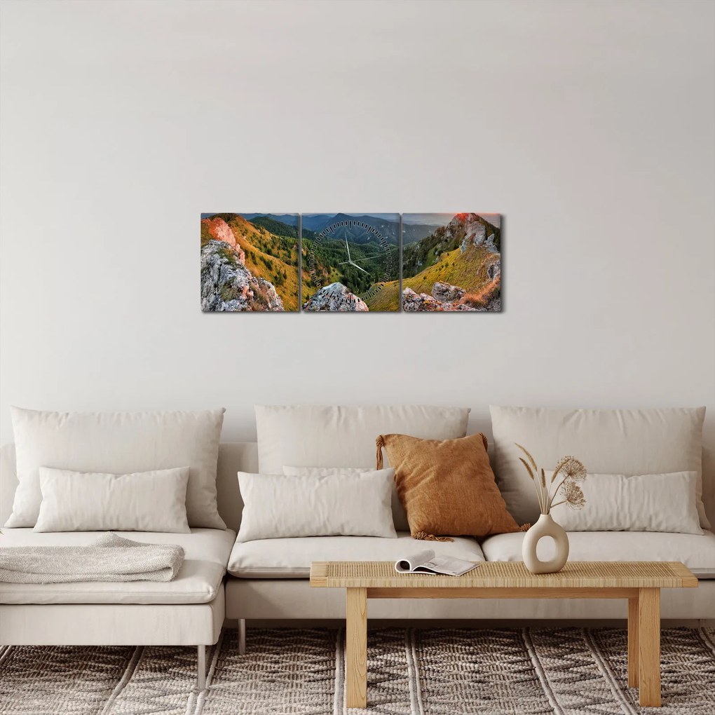 Obraz - Horská krajina (s hodinami) (90x30 cm)