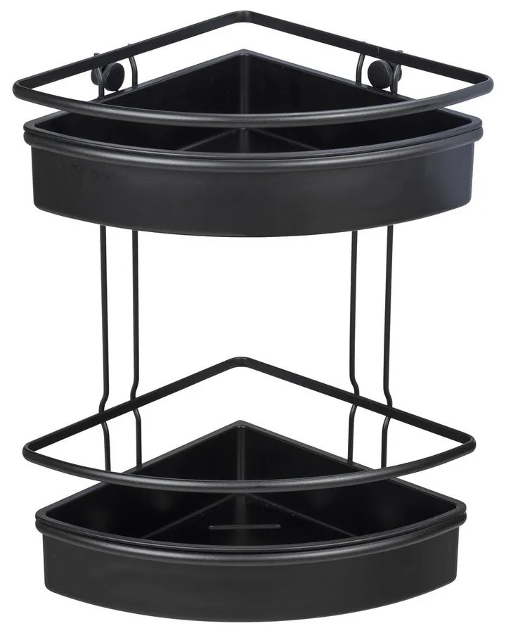 Čierna rohová sprchová polica Wenko Molinella, 30 x 22 cm