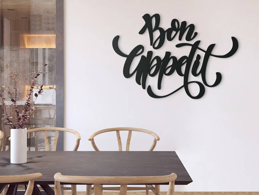 drevko Drevený nápis na stenu Bon Appetit Rozmer obrazu: 30,5 x 44,5 cm, Farba dekorácie: Čierna