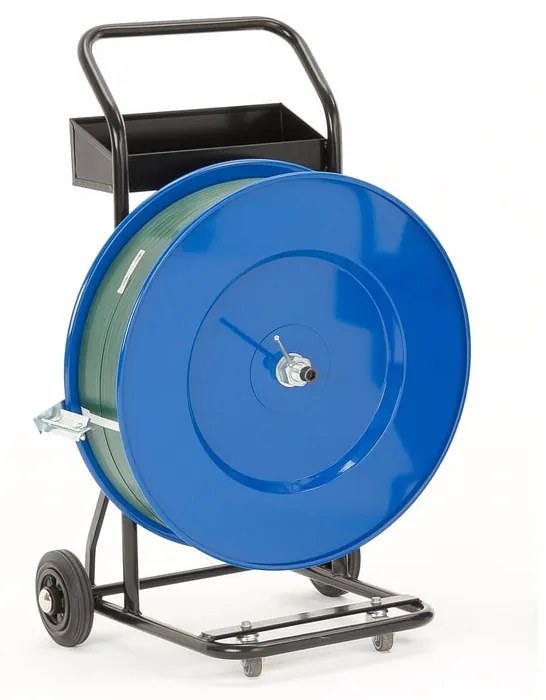 Odvíjací stojan na PET a oceľové pásky, s kolieskami