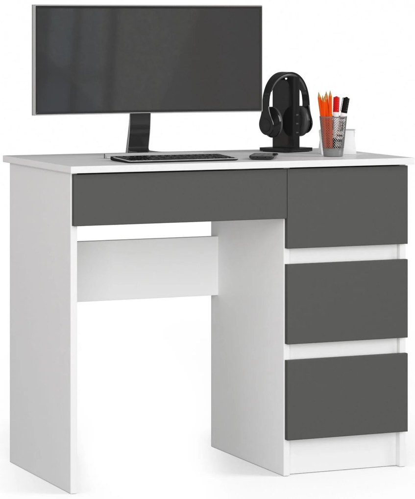 PC stolík Benicio II (biela + sivý grafit) (P). Akcia -20%. Vlastná spoľahlivá doprava až k Vám domov. 1128538