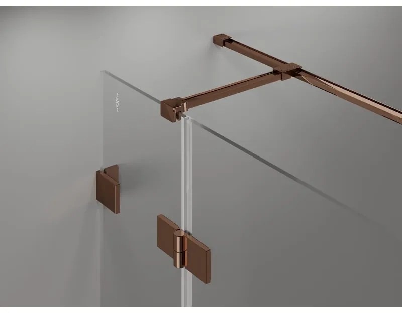 Mexen Lunar T, sklápací sprchový kút ľavý 115 x 110 cm, 8mm číre sklo, profil ružové zlato, 834T-115-110-60-00-L