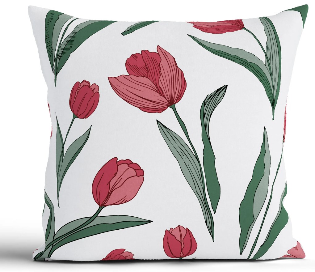 Bavlnená obliečka na vankúš Renforcé 40 × 40 cm – Tulipány