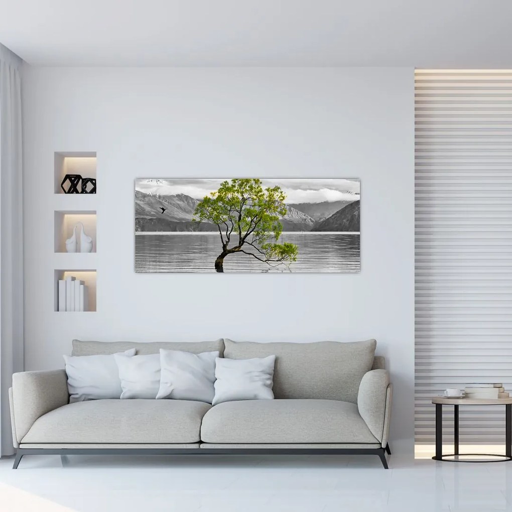 Obraz stromu uprostred jazera (120x50 cm)