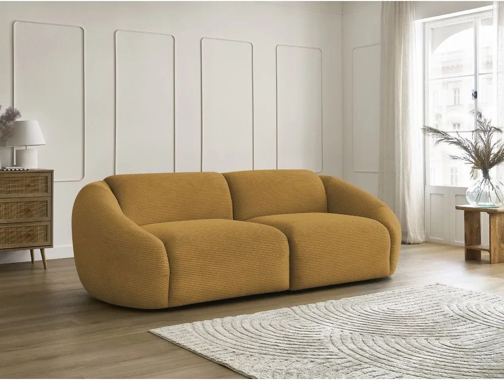 Menčestrová pohovka v horčicovej farbe 250 cm Tina – Bobochic Paris