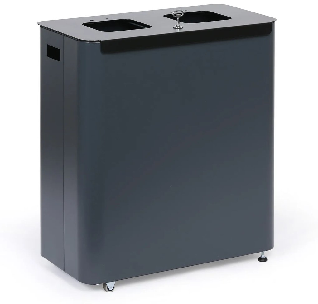Odpadkový kôš na triedený odpad, 2 x 60 l, lakovaný sivý