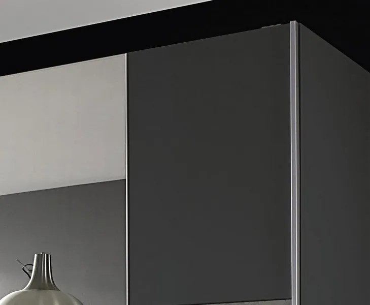 Šatníková skriňa Prenzlau, 218 cm,tmavá sivá / sivý betón