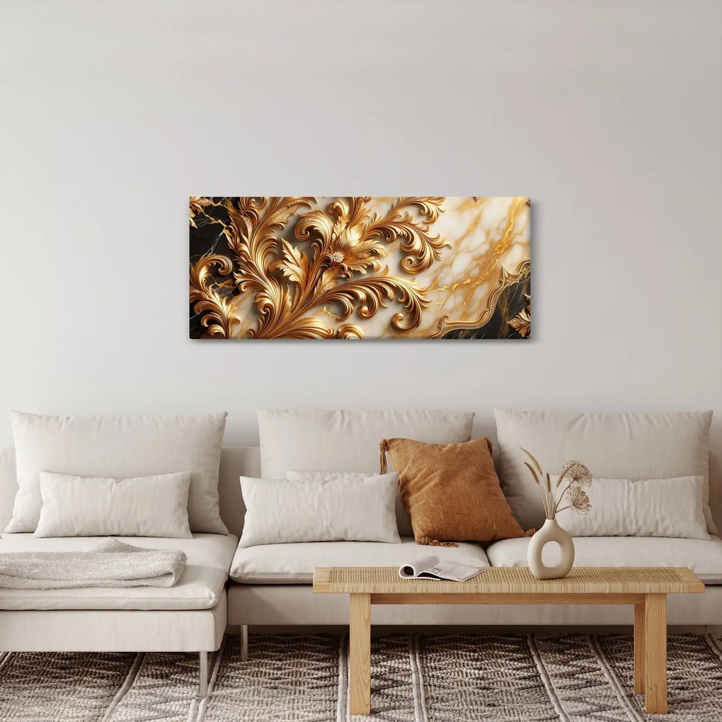 Obraz - Mramor so zlatom (120x50 cm)