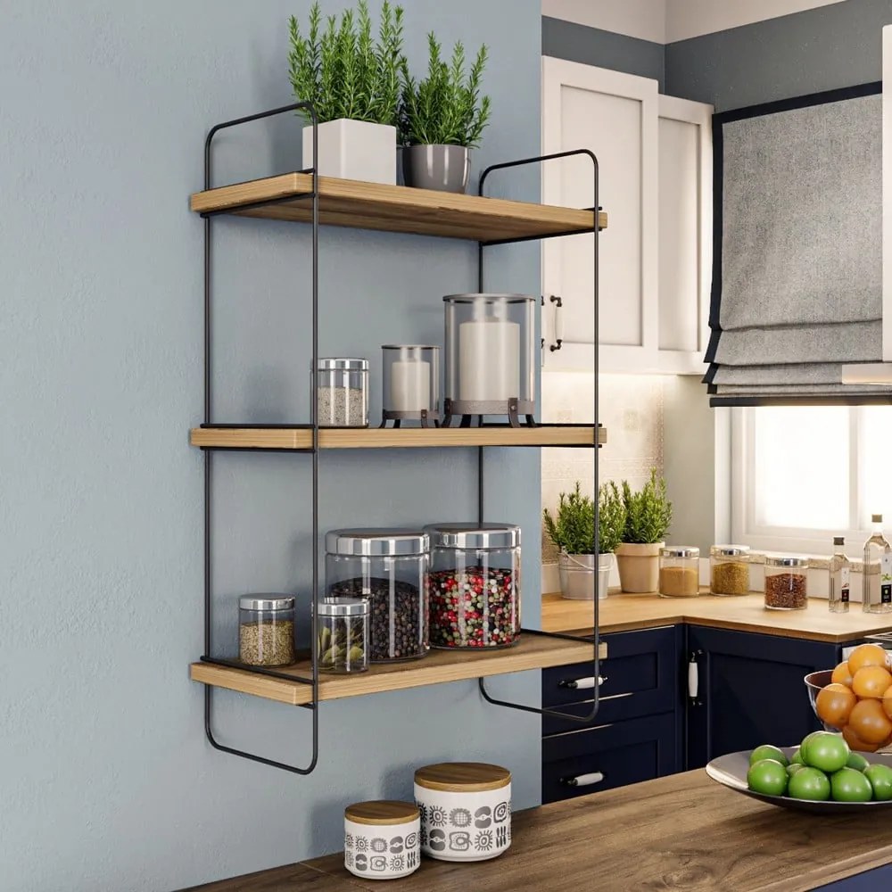 Poschodová polica v dekore duba v prírodnej farbe 40 cm Pulalis – Kalune Design