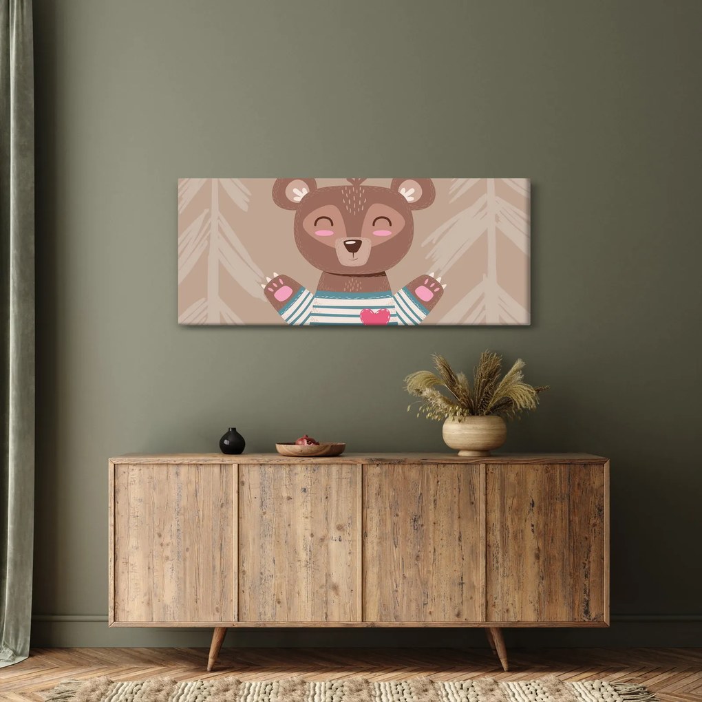 Obraz - Medvedík v pruhovanom tričku (120x50 cm)