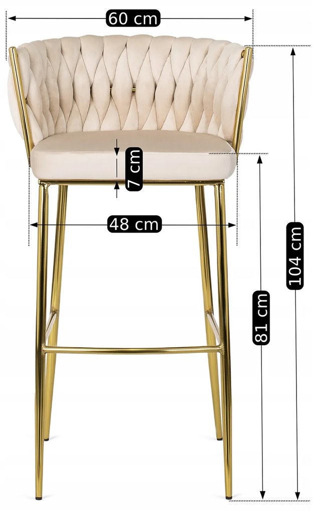Barová židle Flores 60 cm krémová/zlatá