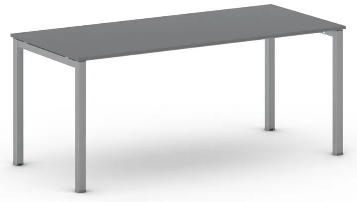 Rokovací kancelársky stôl PRIMO SQUARE, 180x80 cm, sivostrieborná podnož, grafit