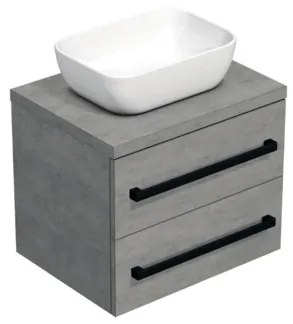 Kúpeľňová skrinka s čiernou úchytkou a krycí doskou SAT Cube Way 60x47,5x46 cm betón mat CUBE46C1603BE45, 1 ks