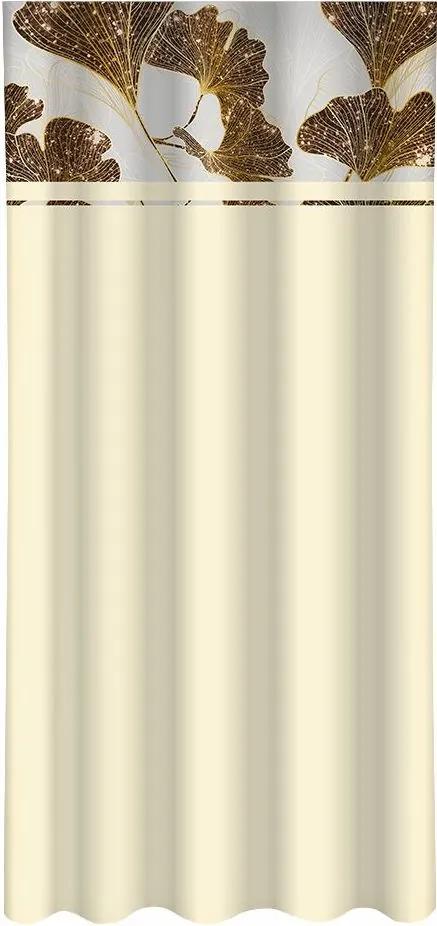 Klasický krémový záves s potlačou zlatých listov ginka Šírka: 160 cm | Dĺžka: 270 cm