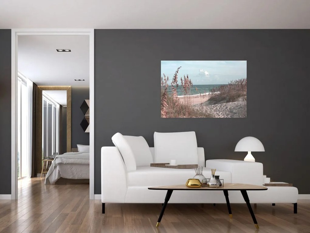 Obraz - Ružová pláž (90x60 cm)