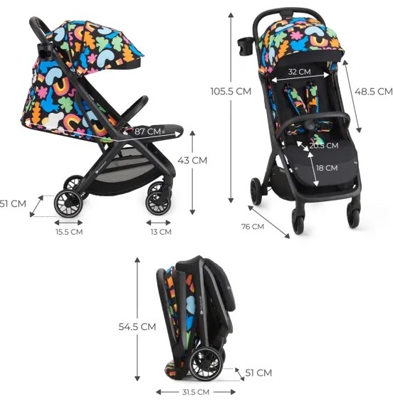 KINDERKRAFT SELECT - Športový kočík NUBI 2 Happy shapes