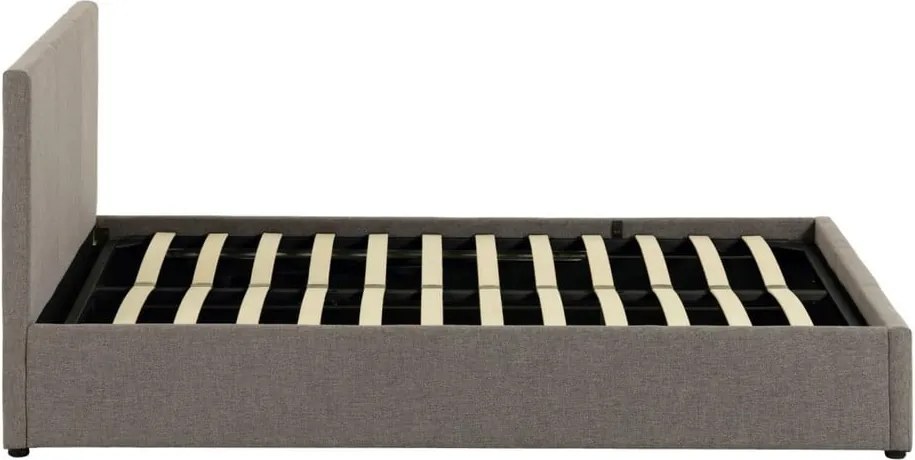 Sivá čalúnená dvojlôžková posteľ s úložným priestorom s roštom 180x200 cm Nahiri – Kave Home