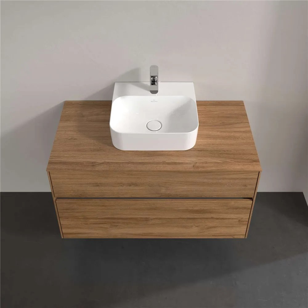 VILLEROY &amp; BOCH Collaro závesná skrinka pod umývadlo na dosku (umývadlo v strede), 2 zásuvky, s LED osvetlením, 1000 x 500 x 548 mm, Oak Kansas, C094B0RH