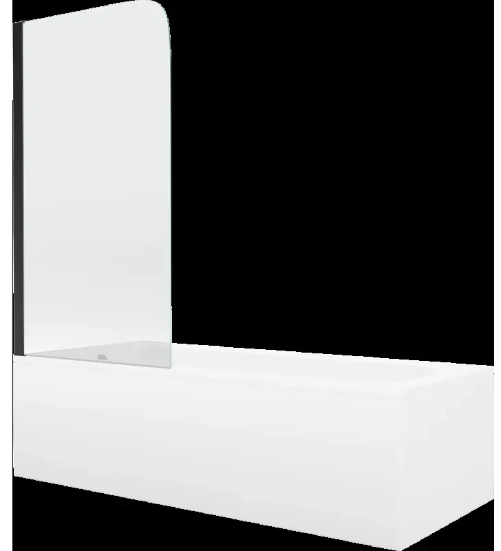 Mexen Vega obdĺžniková vaňa 180 x 80 cm s obkladom a 1-krídlovou sprchovou zástenou 70 cm, transparentnéné, čierna