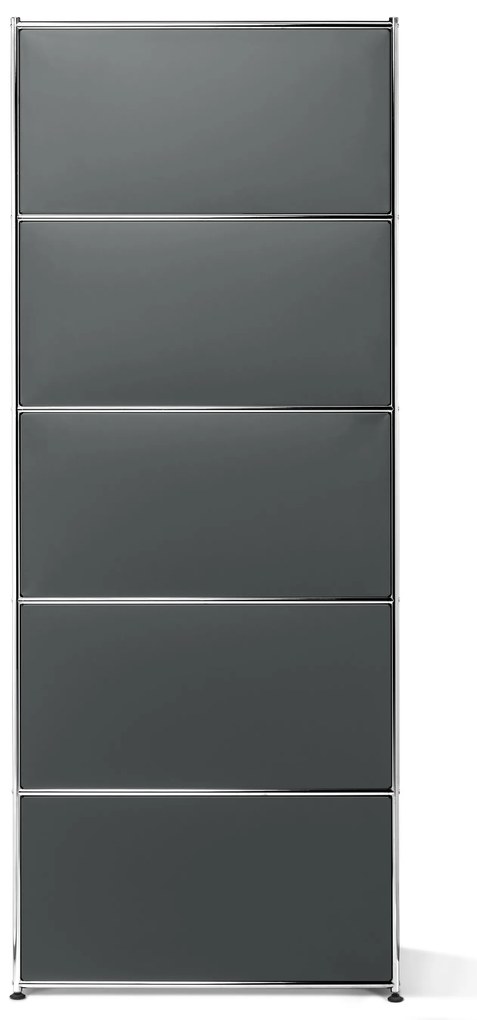 Vysoký kovový regál »CN3« s výklopnou priehradkou, sivý