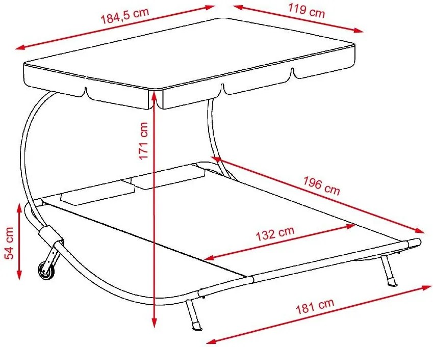 Relaxačné lehátko pre 2 osoby Craftfield Bahama,sivé