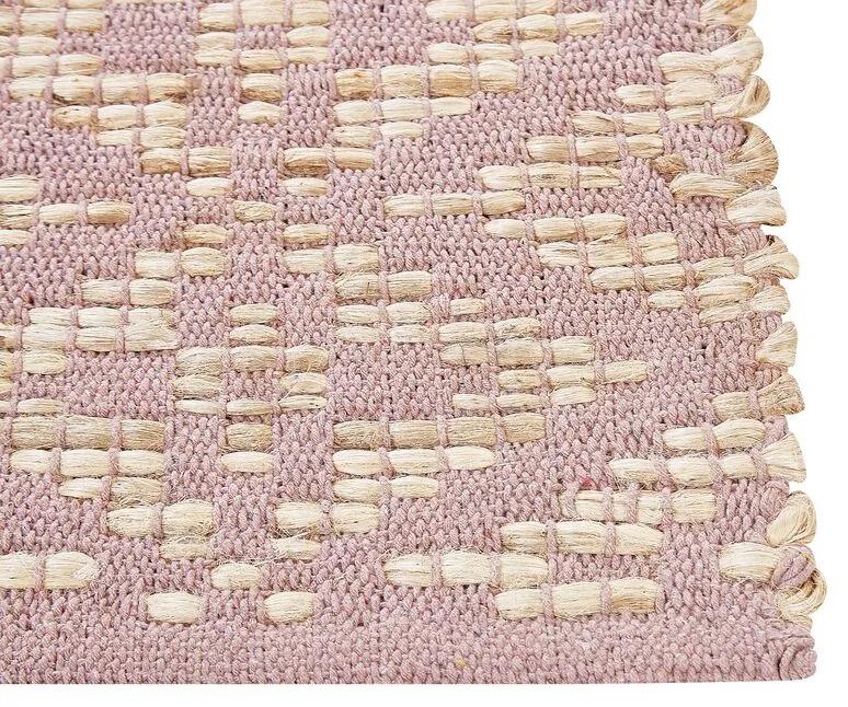 Bavlnený koberec 140 x 200 cm béžová/ružová GERZE Beliani
