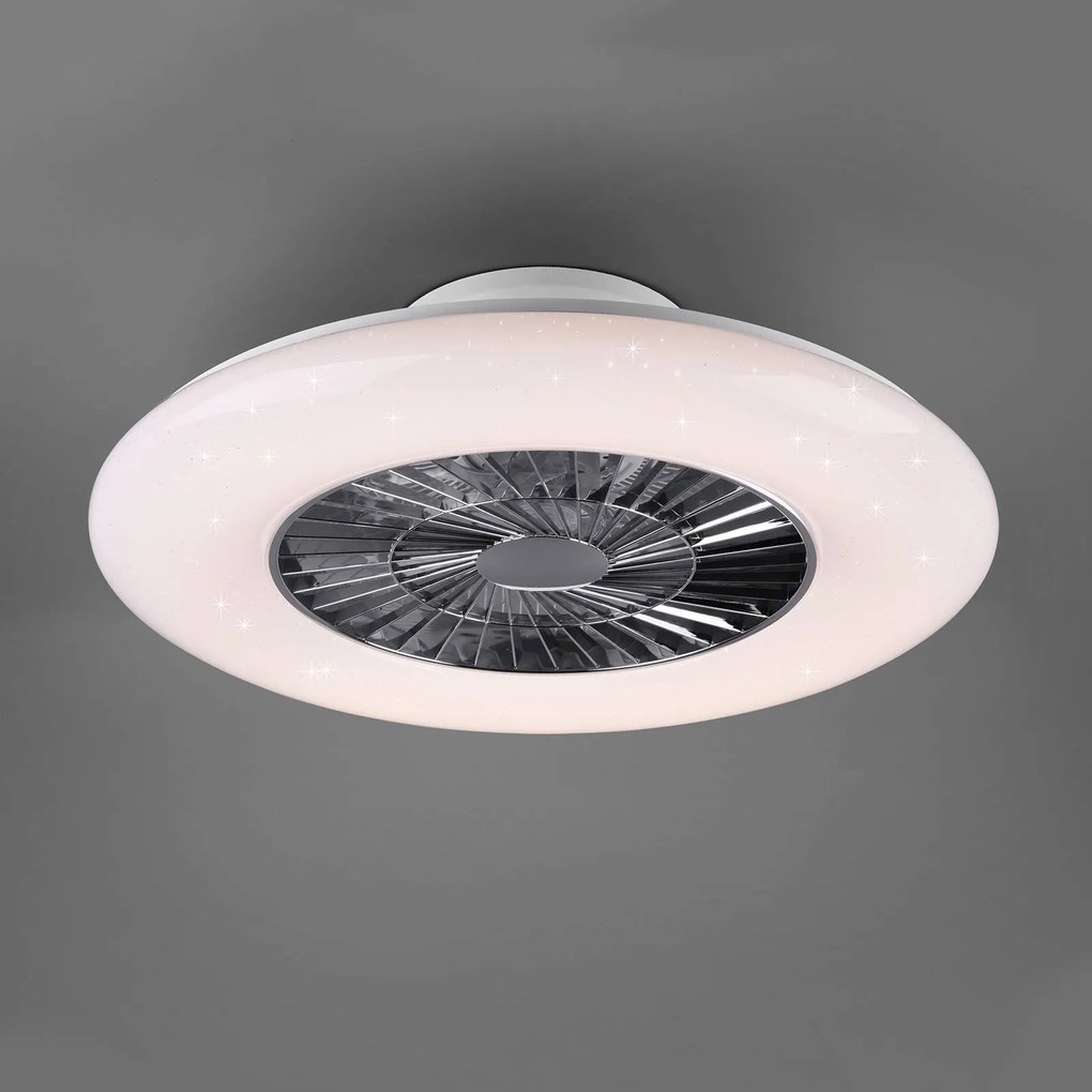 LED stropný ventilátor Visby, Ø 60 cm, biela