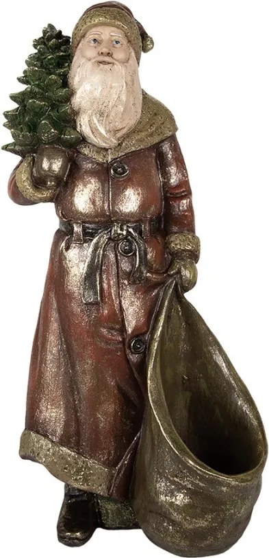 Vianočné dekorácie figúrka Santa s vrecom na darčeky a stromčekom - 24*17*47 cm