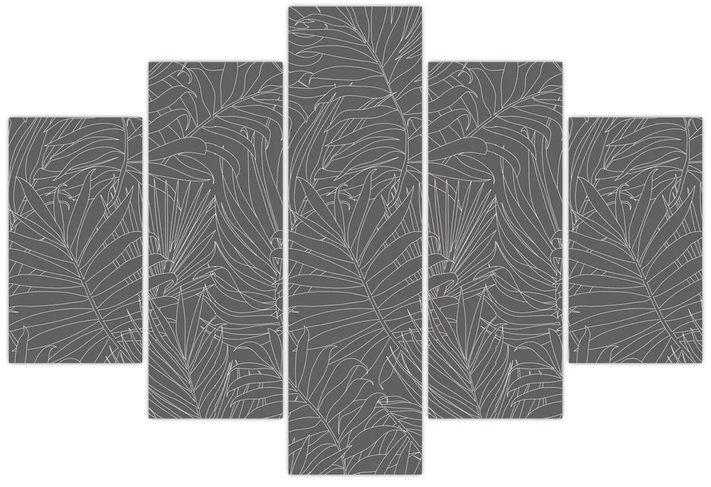 Obraz - Šedé palmové listy (150x105 cm)