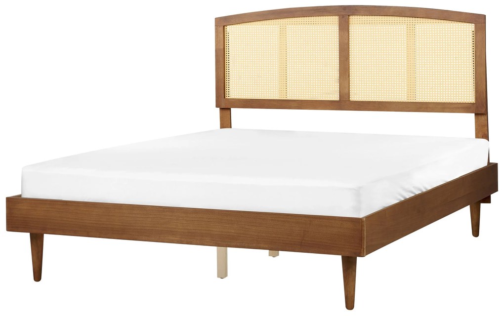 Drevená posteľ s LED 160 x 200 cm svetlé drevo VARZY Beliani