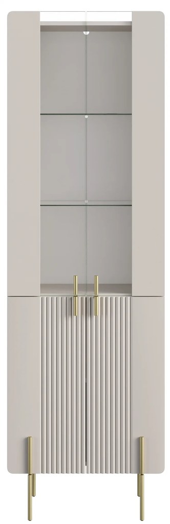 Vitrína Malmi 60 cm - kašmírová / crema bianca / zlatá
