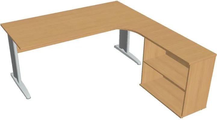 Rohový písací stôl SELECT s prístavbou - dĺžka 1800 mm, ľavý, buk