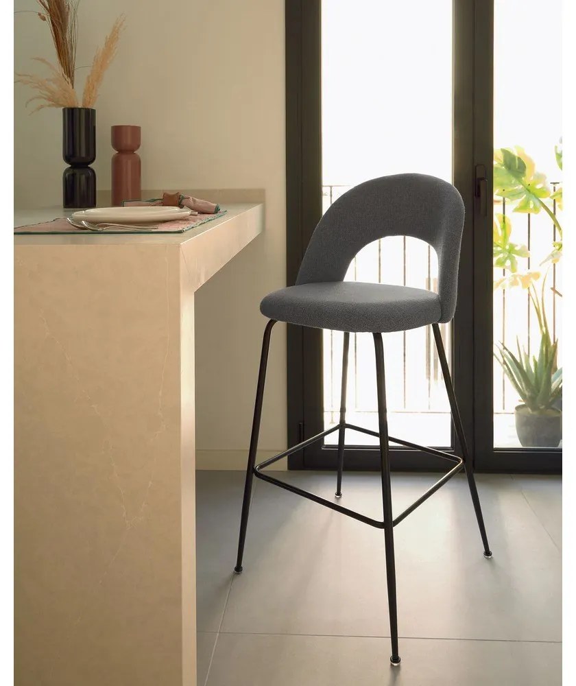 Sivé barové stoličky v súprave 4 ks (výška sedadla 63 cm) Mahalia – Kave Home