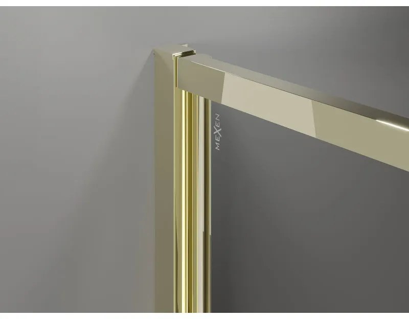 Mexen Exo, výklopný sprchový kút 90 x 95 cm, číre sklo, zlatá, 814-090-095-50-00