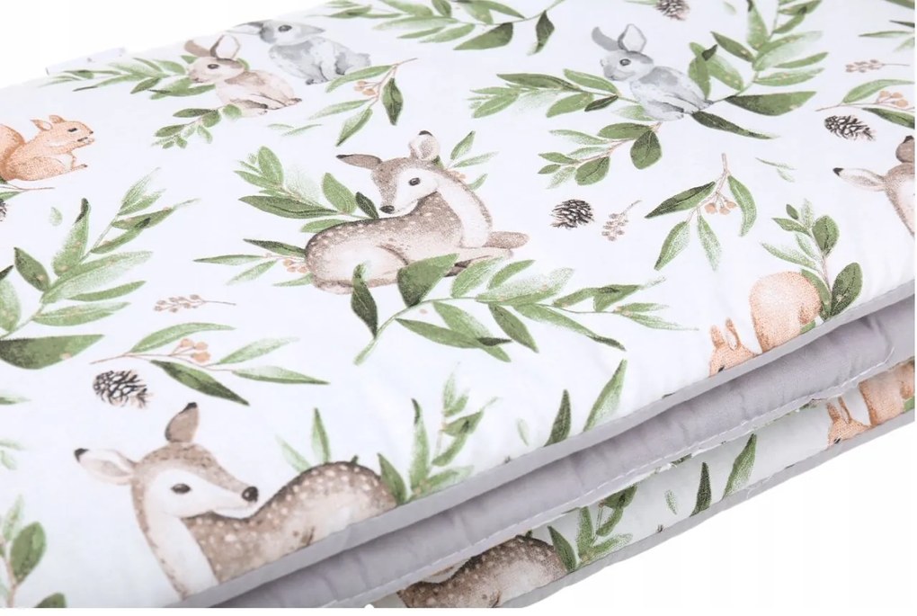 Ochranný mantinel do postieľky 180x30 cm BABYMAM PREMIUM - Zelená paseka/sivá