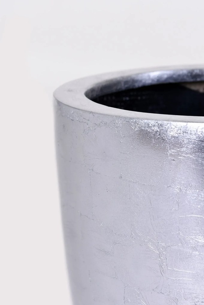 Kvetináč OPALA, sklolaminát, výška 44 cm, strieborný lesk