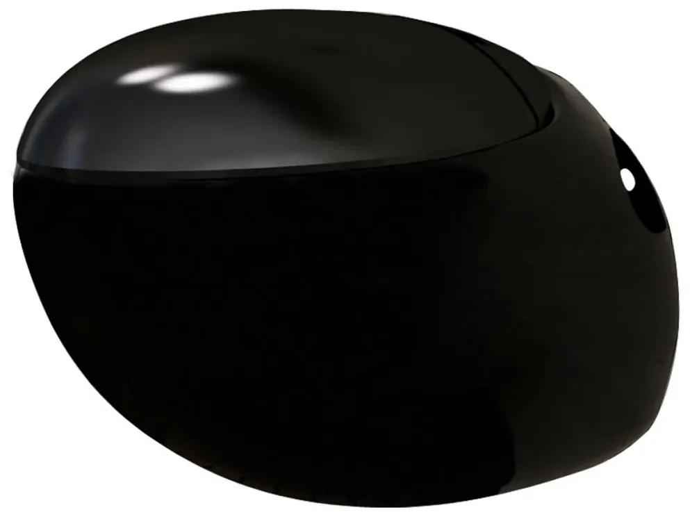 vidaXL Nové čierne závesné WC v tvare vajíčka
