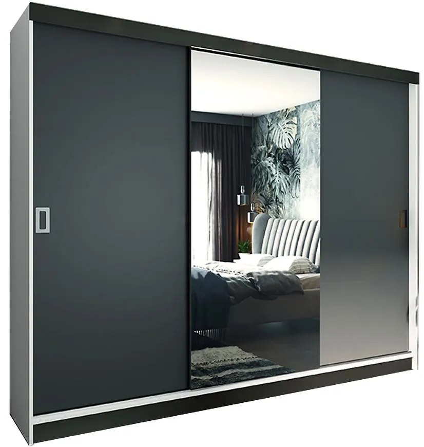 Skriňa Retro 200 1L Biely / Dvierka grafit