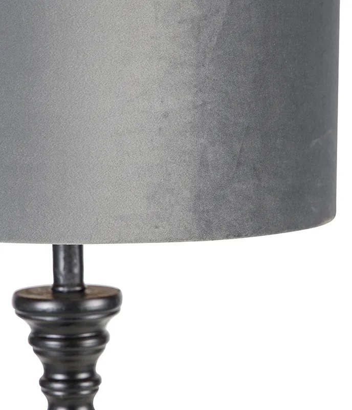 Klasická stojaca lampa čierna so sivým tienidlom 40 cm - Classico