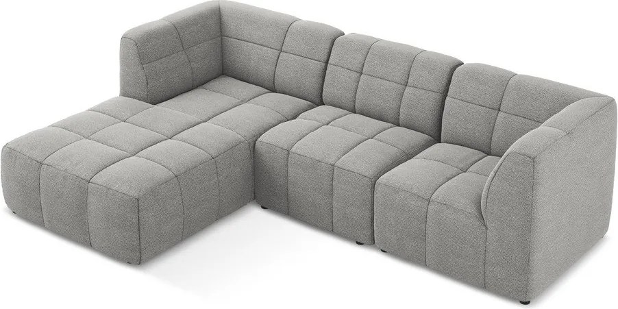 Sivá rohová pohovka z textílie buklé (ľavý roh/s leňoškou) Aloha – Makamii