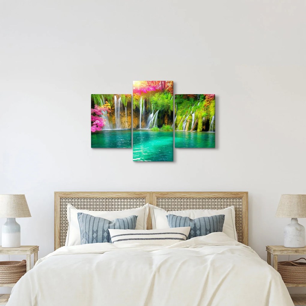 Obraz - Vodopád, Plitvické jazerá, Chorvátsko (90x60 cm)