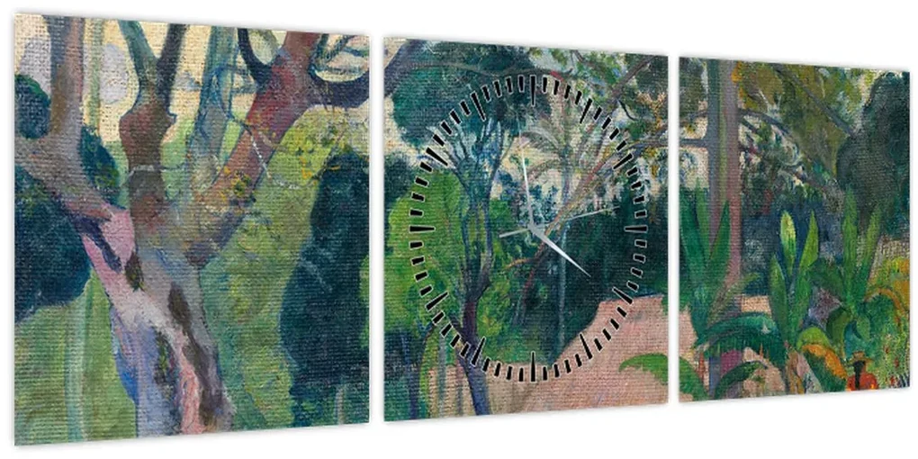 Obraz - Paul Gauguin, Te raau rahi (The Big Tree), reprodukcia (s hodinami) (90x30 cm)