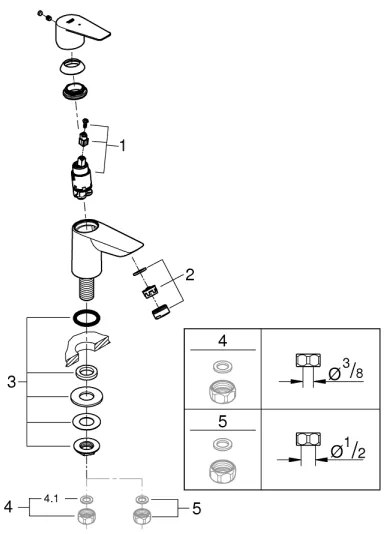 GROHE 32861001 - Stojanový ventil BAUEDGE 131 mm lesklý chróm