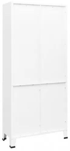 vidaXL Priemyselná knižnica biela 80x32x180 cm oceľová-