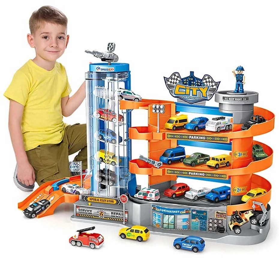 Štvorposchodový parkovací domček s výťahom a 6 vozidlami