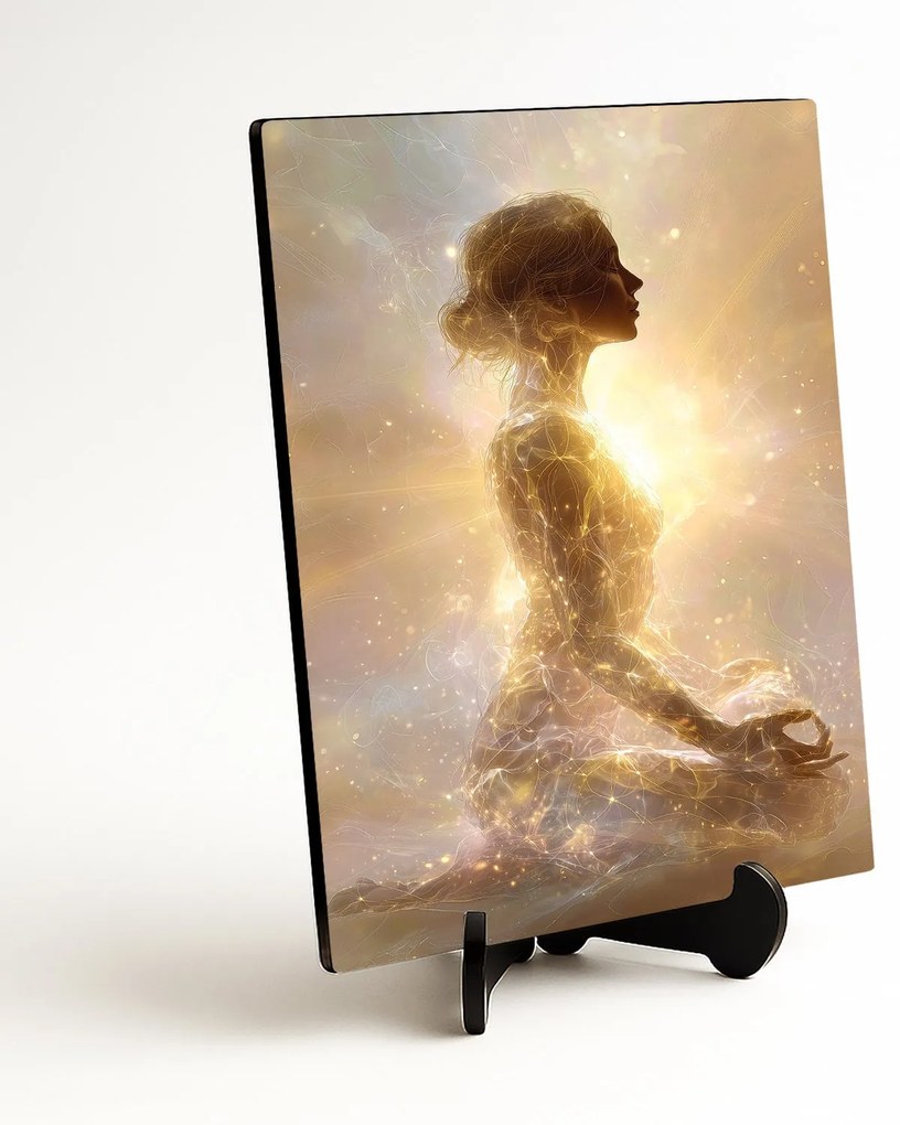 DUBLEZ | Spirituálny obraz - Jogínka so zlatou aurou