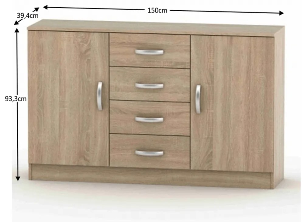 Komoda BETTY 2, dub Sonoma