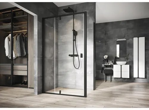 Sprchová zástena pre sprchové dvere RAVAK Nexty 100 cm farba rámu čierna dekor skla číre sklo