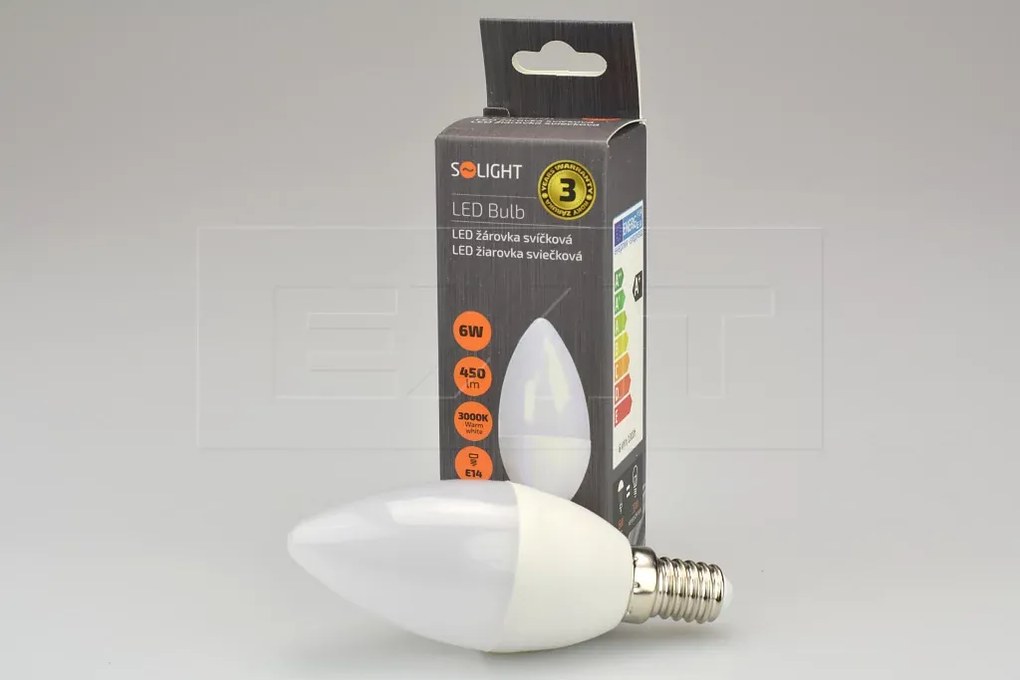 LED žiarovka Solight WZ409-1, sviečka, 6W, E14, 3000K, 510lm