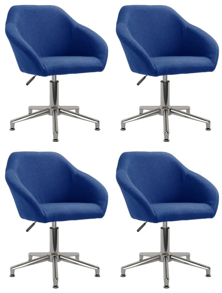 Otočné jedálenské stoličky 4 ks modré látkové 3089608
